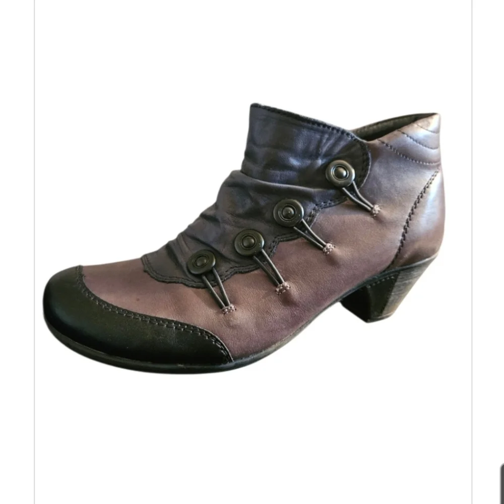 Remonte Annemarie Vintage Inspired Leather Colorblock Booties  Size 37 (6)